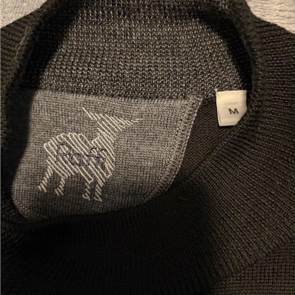 Raffi Men's Extra Fine Marino Wool Mens Black Mock Neck Sweater - Picture 2 of 2